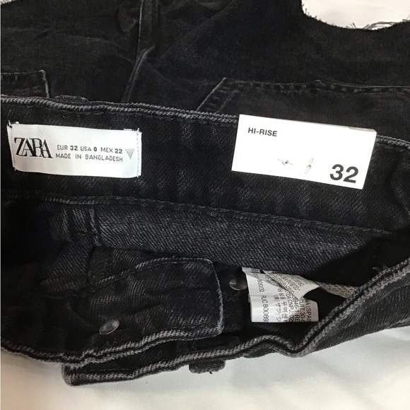 Zara Denim 100% Cotton Shorts Black High Rise Size 0 EU32 Jean Shorts - Picture 3 of 5